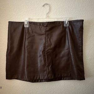H&M Brown Faux Leather Mini Skirt